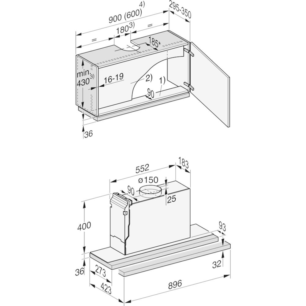 MIELE DAS 4920 Flachpaneelhaube Matt-Schwarz 