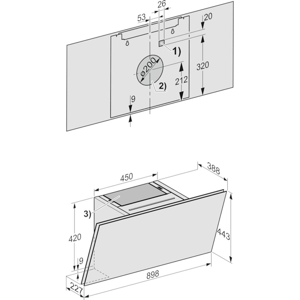 MIELE DAH 2960 Escala Wand-Dunstabzugshaube Obsidianschwarz